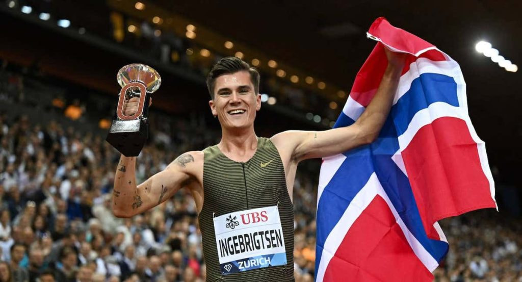 El noruego Jakob Ingebrigtsen (22), tras vencer el 1.500 de la Diamond League de Zúrich en septiembre.