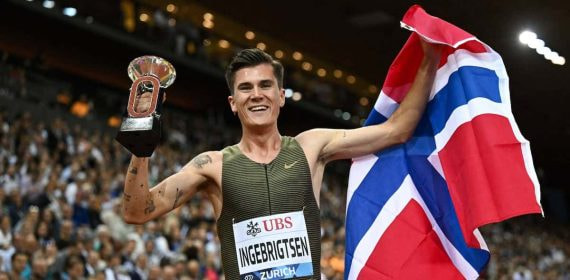 El noruego Jakob Ingebrigtsen (22), tras vencer el 1.500 de la Diamond League de Zúrich en septiembre.