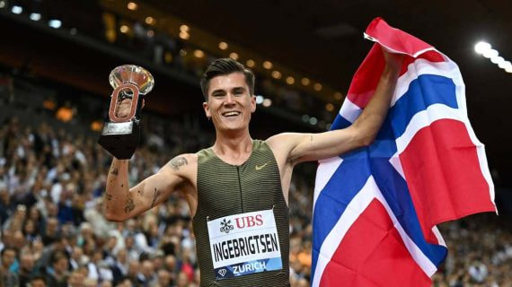 El noruego Jakob Ingebrigtsen (22), tras vencer el 1.500 de la Diamond League de Zúrich en septiembre.