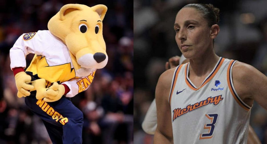 Montaje con la mascota de los Denver Nuggets y Diana Taurasi.