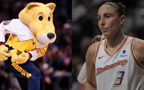Montaje con la mascota de los Denver Nuggets y Diana Taurasi.