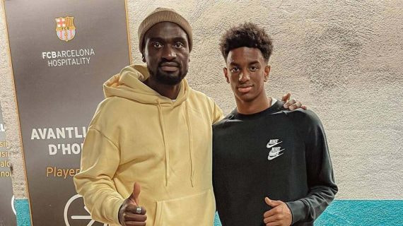 Jonathan y Alejandro, juntos tras un partido en el Camp Nou.