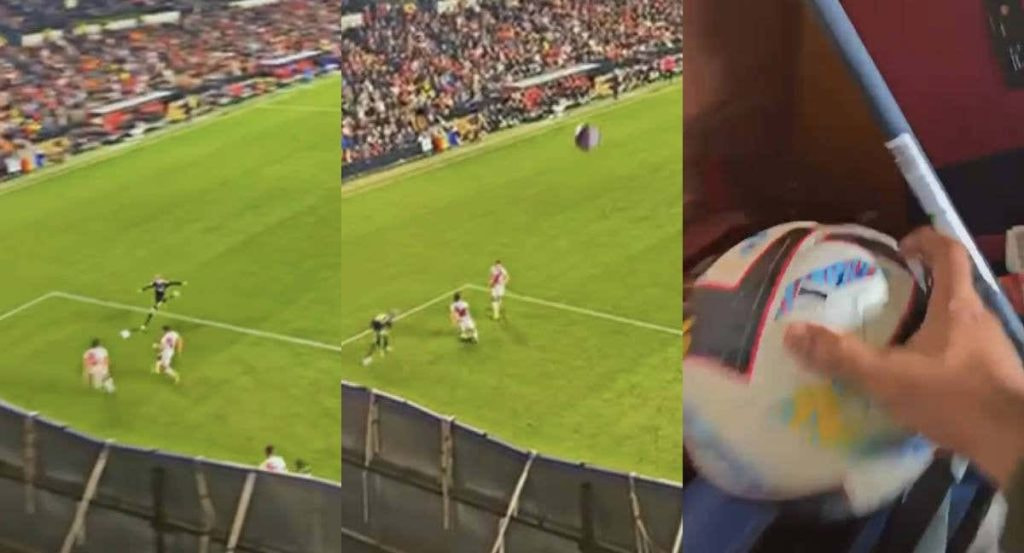 Así llegó el balonazo de Valverde a un piso de Vallecas.