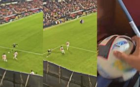 Así llegó el balonazo de Valverde a un piso de Vallecas.