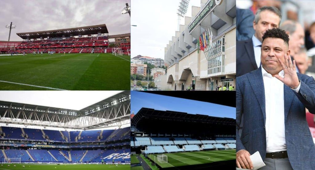 Los Cármenes, El Sardinero, RCDE Stadium, Balaídos y Ronaldo, como ejemplo de clubes que están activamente en venta.