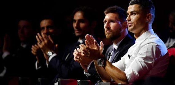 Messi y Cristiano Ronaldo, juntos en un acto.