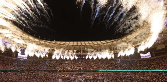 El Lusail Stadium con fuegos artificiales al celebrar Argentina su Copa del Mundo de Catar 2022.