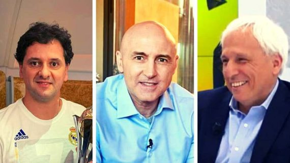 De izquierda a derecha: Juni Calafat, Maldini y Carlos Castellanos.