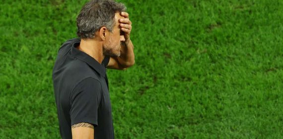Luis Enrique en el partido España - Marruecos del Mundial.
