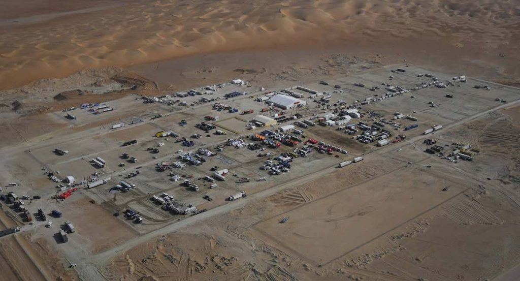 Imagen aérea del vivac del Dakar