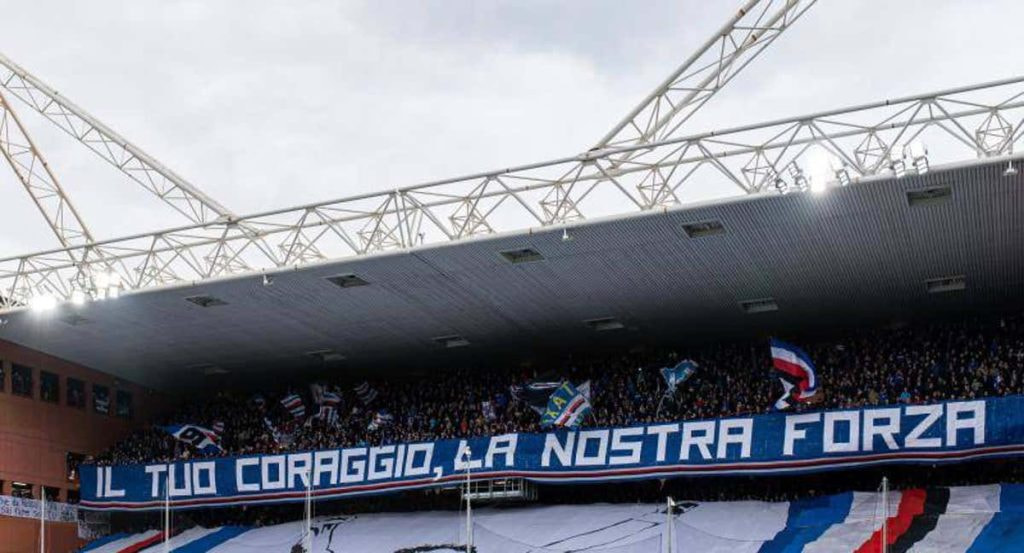Pancarta de despedida a Gianluca Vialli en el Luigis Ferrari de Genova, campo de la Sampdoria.