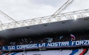 Pancarta de despedida a Gianluca Vialli en el Luigis Ferrari de Genova, campo de la Sampdoria.