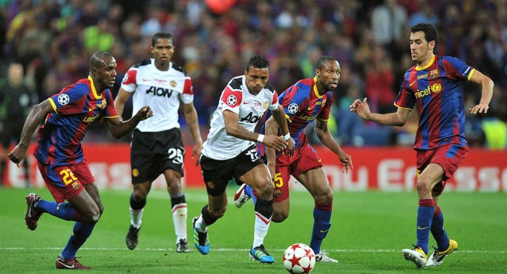 Nani, en una acción de la final de 2011 en Wembley.
