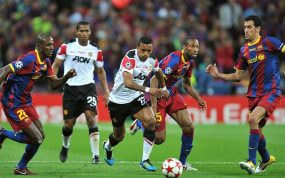 Nani, en una acción de la final de 2011 en Wembley.