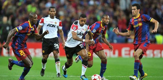 Nani, en una acción de la final de 2011 en Wembley.