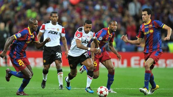 Nani, en una acción de la final de 2011 en Wembley.