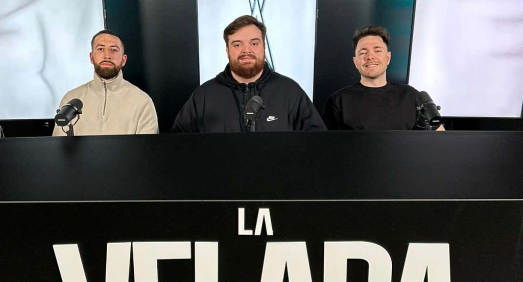 Sandor Martín, Ibai Llanos y Reven durante la presentación de la Velada del Año III.