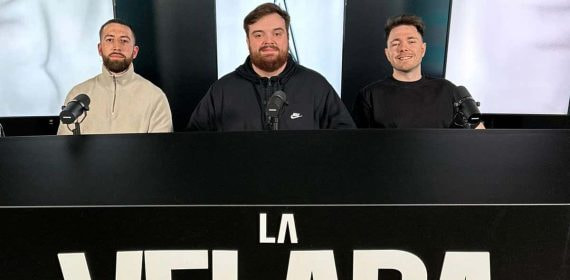 Sandor Martín, Ibai Llanos y Reven durante la presentación de la Velada del Año III.