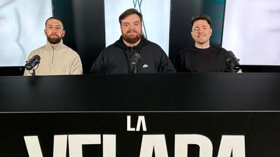 Sandor Martín, Ibai Llanos y Reven durante la presentación de la Velada del Año III.
