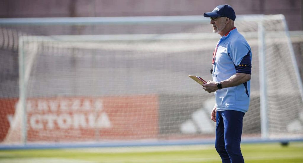 De la Fuente, durante el entrenamiento de este martes.