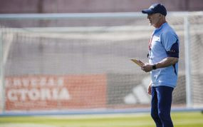 De la Fuente, durante el entrenamiento de este martes.
