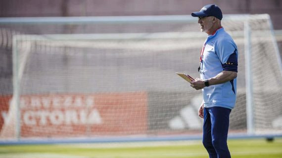 De la Fuente, durante el entrenamiento de este martes.