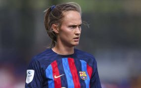 Hansen durante un partido del Barça esta temporada.