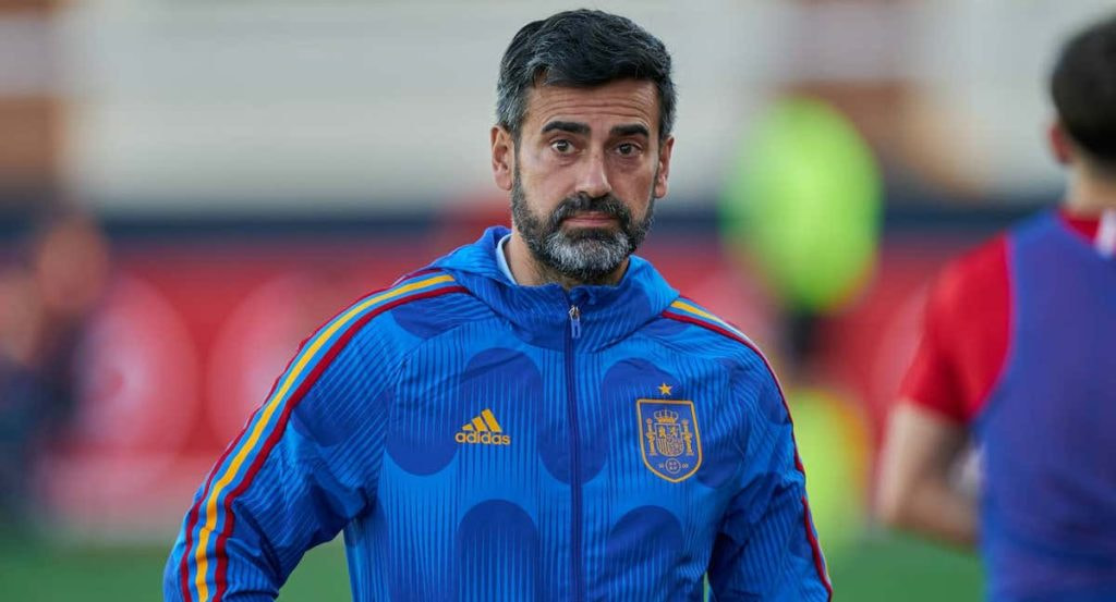 José Lana, durante el último partido de la Sub-19 ante Luxemburgo.