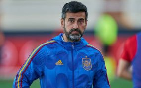 José Lana, durante el último partido de la Sub-19 ante Luxemburgo.