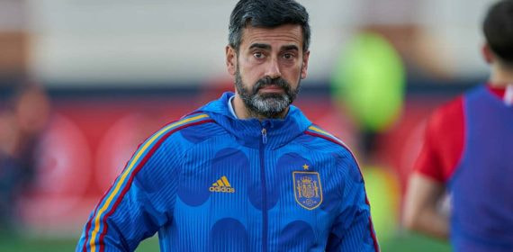 José Lana, durante el último partido de la Sub-19 ante Luxemburgo.