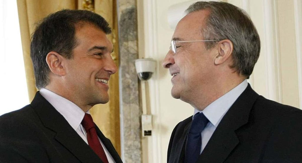 Laporta y Florentino antes de una comida entre juntas directivas en 2010.