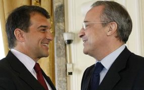 Laporta y Florentino antes de una comida entre juntas directivas en 2010.