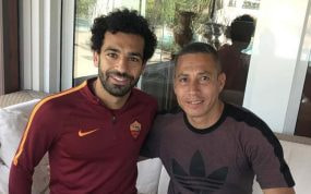 Jaime Pabón con Salah en Roma.