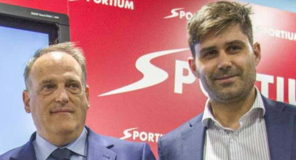 Javier Tebas (LaLiga) y David Aganzo (AFE).