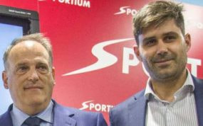 Javier Tebas (LaLiga) y David Aganzo (AFE).