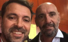 José Tirado, director general del Mallorca Palma Futsal, y Monchi, director deportivo del Sevilla FC.