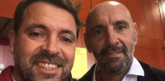 José Tirado, director general del Mallorca Palma Futsal, y Monchi, director deportivo del Sevilla FC.