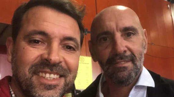 José Tirado, director general del Mallorca Palma Futsal, y Monchi, director deportivo del Sevilla FC.