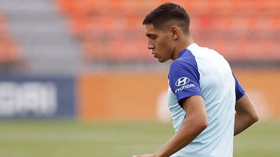 Nahuel Molina, durante el entrenamiento rojiblanco en Majadahonda del pasado martes.