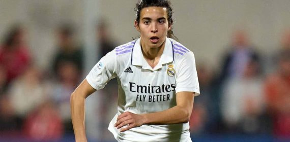 Claudia Florentino, durante el pasado derbi madrileño ante el Atlético de Madrid.