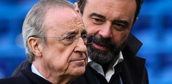 Florentino Pérez, junto a José Ángel Sánchez.