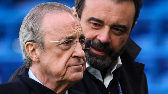 Florentino Pérez, junto a José Ángel Sánchez.