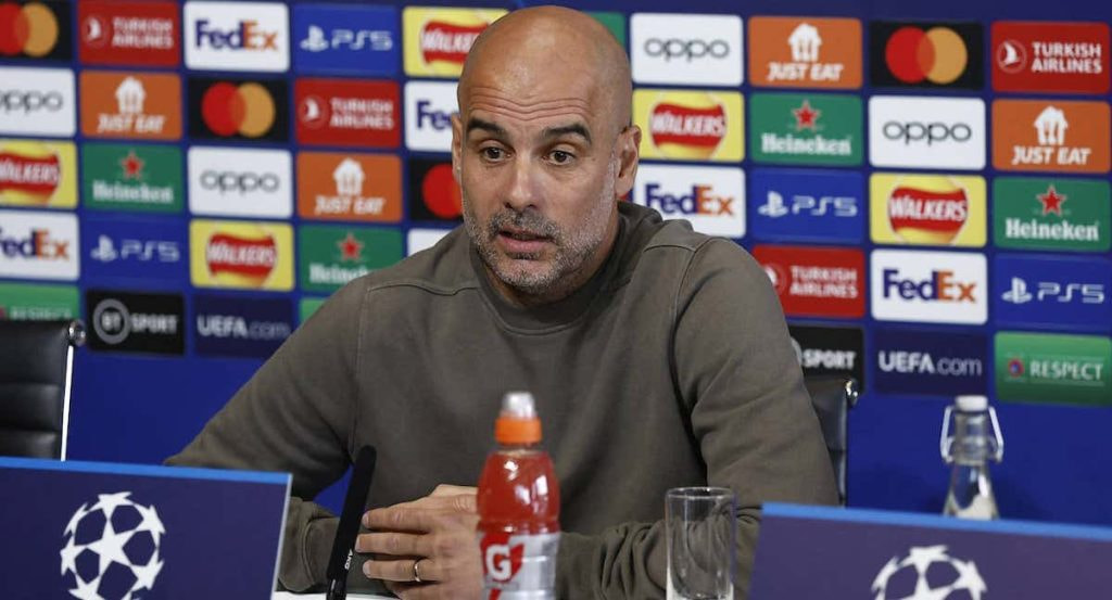 Pep Guardiola, en la rueda de prensa previa al Manchester City-Real Madrid.