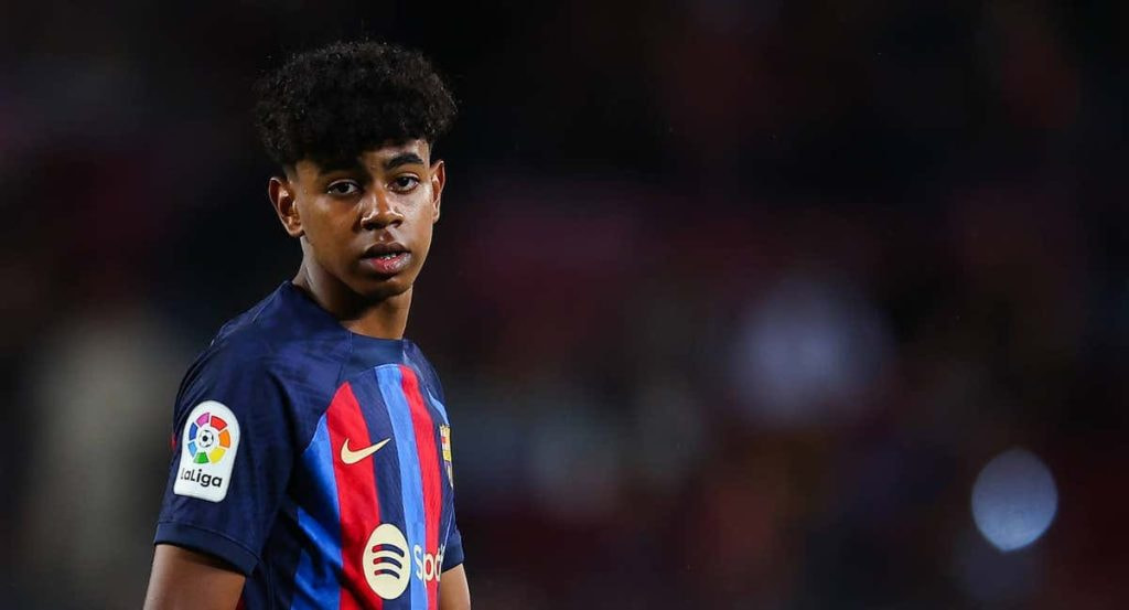 Lamine Yamal, en su debut con el Barcelona.