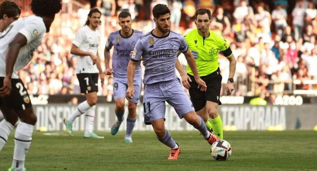 Marco Asensio, en el último partido del Real Madrid ante el Valencia.