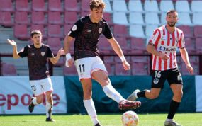 Mikel Goti, en un partido con el filial del Athletic.