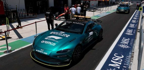 El Aston Martin Vantage preparado para ser utilizado como safety car en el GP de Miami.