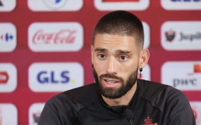 El jugador belga Yannick Ferreira Carrasco, en rueda de prensa durante la concentración con su selección.