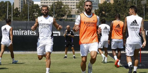 El Real Madrid entrenando en la universidad de UCLA.
