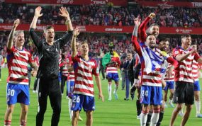 Celebración del ascenso a Primera División del Granada.